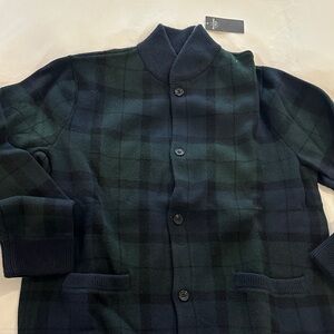 Abercrombie Men's Green and Navy Cardigan